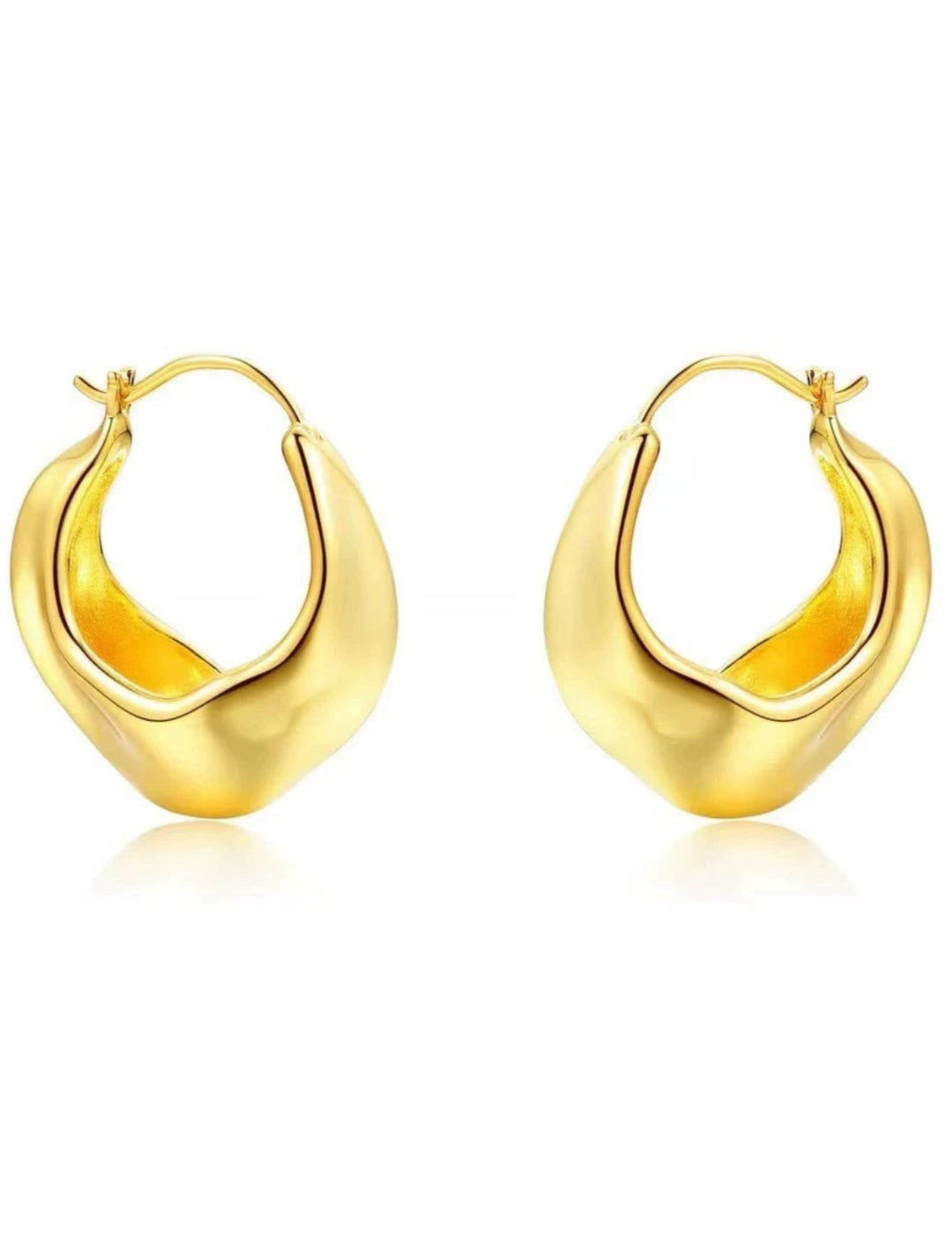 Commuter Golden Silver Metallic Hoop Earrings gembea jewelry