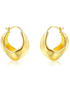 Commuter Golden Silver Metallic Hoop Earrings gembea jewelry