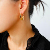 Commuter Twist Floral Geometric Metal Earrings - Gembea Jewelry