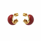 Cream White Wine Red Enamel Earrings gembea jewelry
