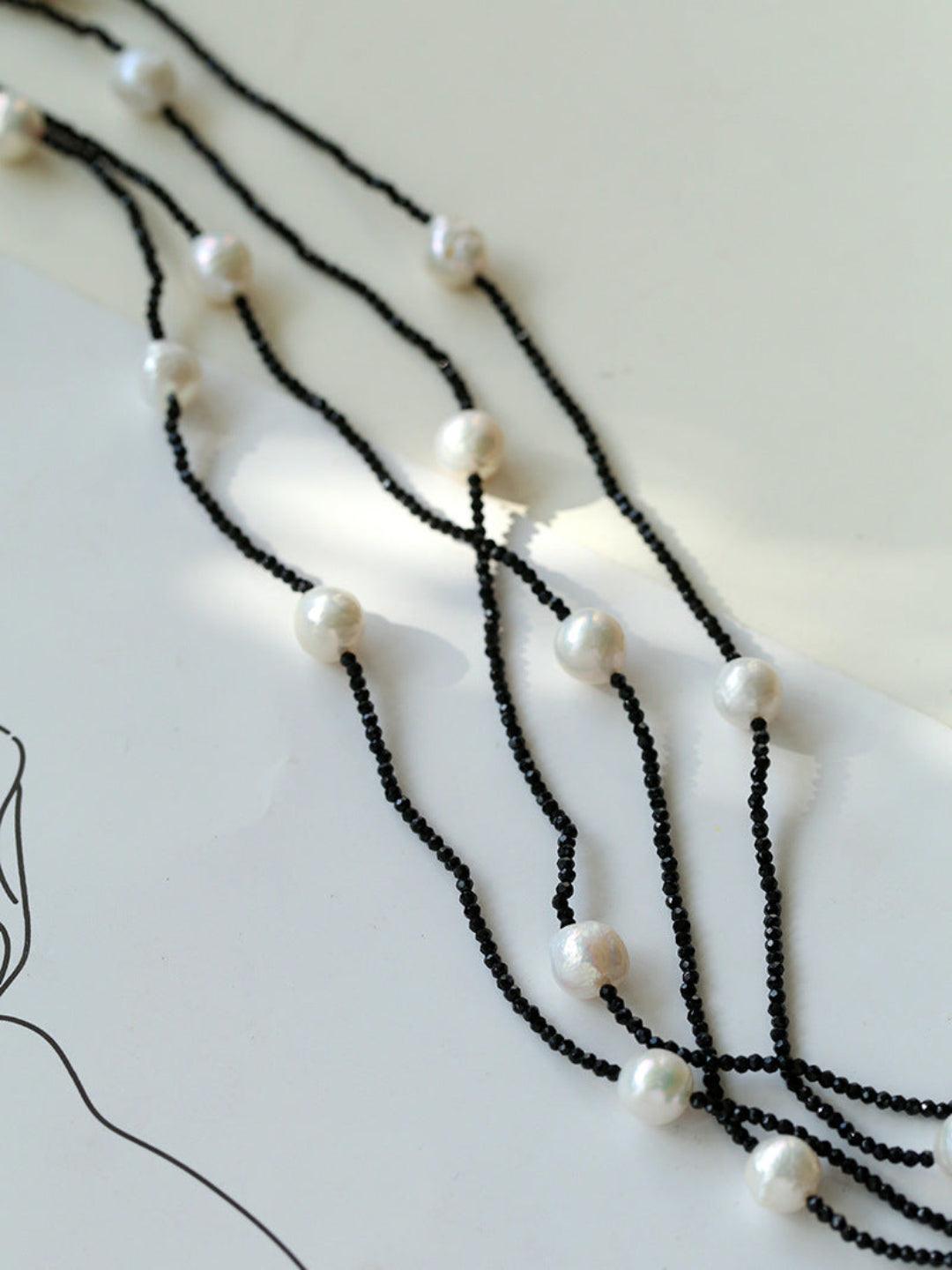 Crepe Baroque Black Crystal Necklace - Gembea Jewelry
