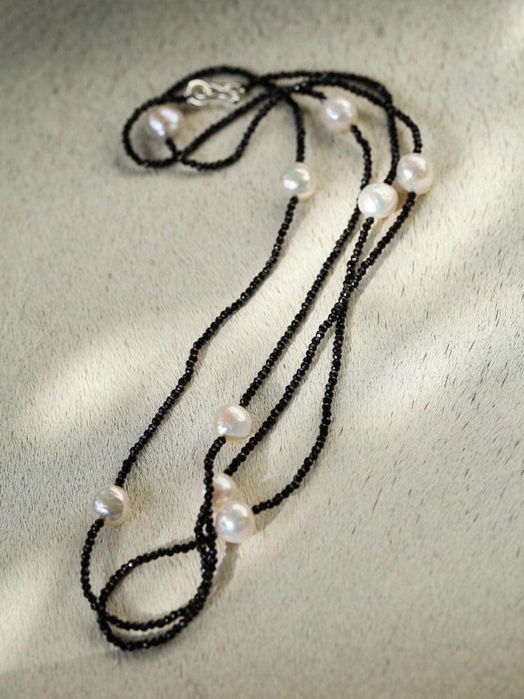 Crepe Baroque Black Crystal Necklace - Gembea Jewelry