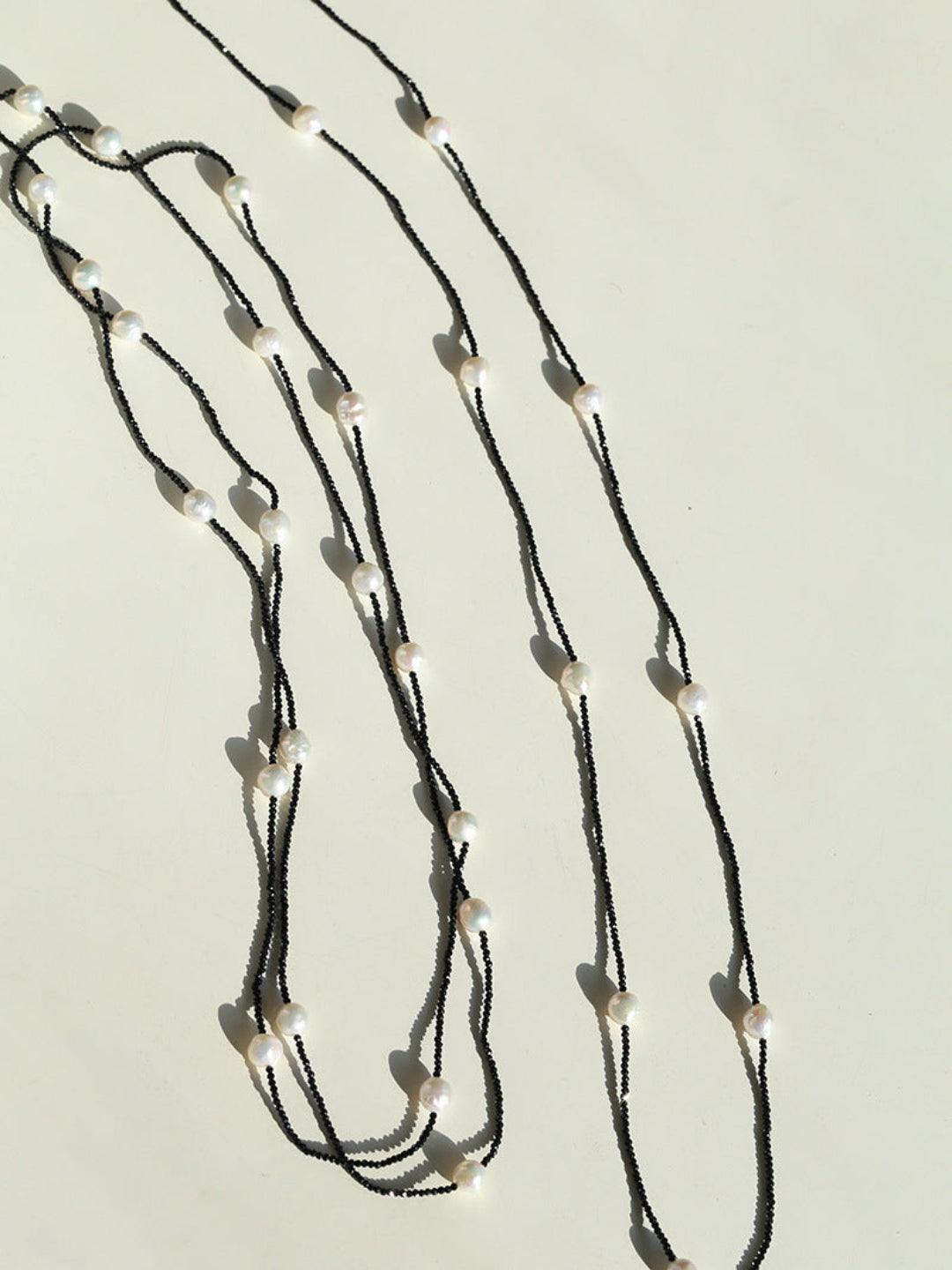 Crepe Baroque Black Crystal Necklace - Gembea Jewelry