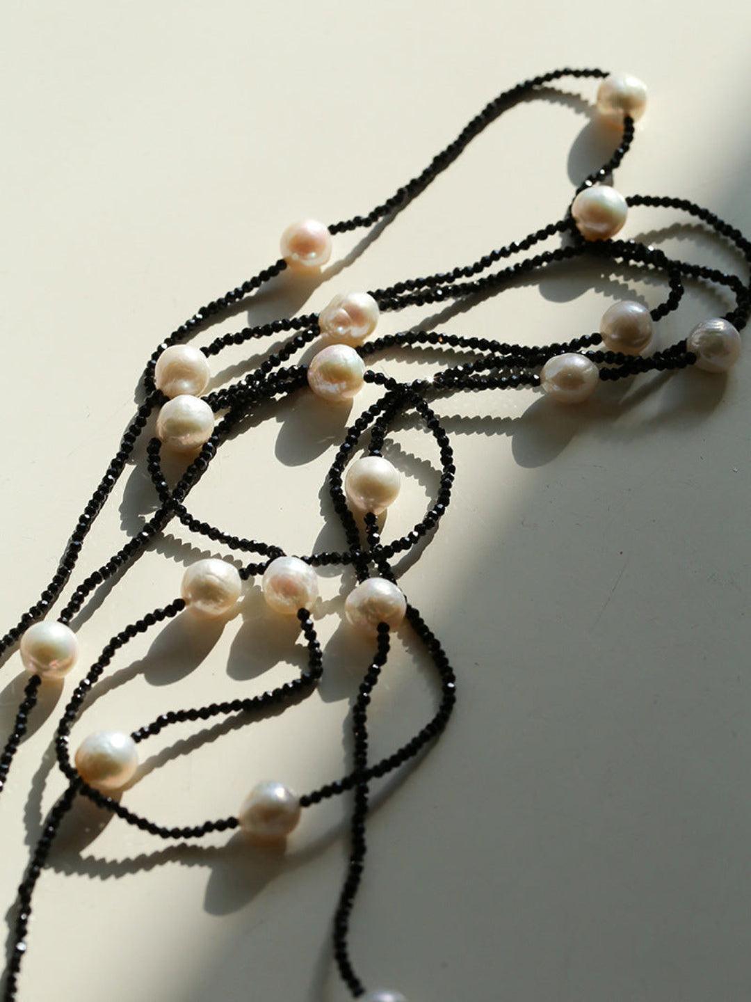 Crepe Baroque Black Crystal Necklace - Gembea Jewelry