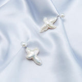 Cross-Shape Baroque Pearl Pendant Drop Earrings gembea jewelry