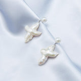 Cross-Shape Baroque Pearl Pendant Drop Earrings gembea jewelry