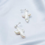 Cross-Shape Baroque Pearl Pendant Drop Earrings gembea jewelry