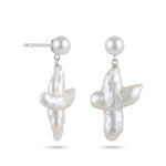Cross-Shape Baroque Pearl Pendant Drop Earrings gembea jewelry