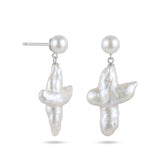 Cross-Shape Baroque Pearl Pendant Drop Earrings gembea jewelry