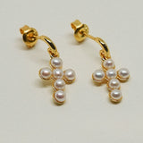 Cross Freshwater Pearl Drop Earrings GEMBEA JEWELRY