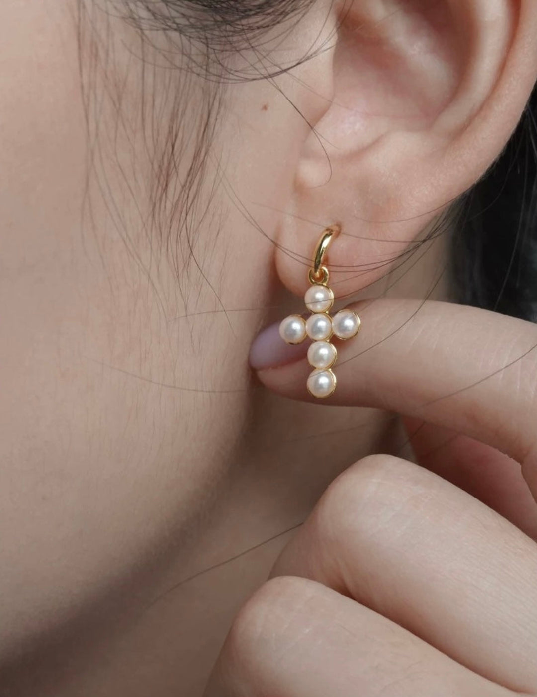 Cross Freshwater Pearl Drop Earrings GEMBEA JEWELRY