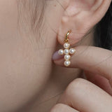 Cross Freshwater Pearl Drop Earrings GEMBEA JEWELRY