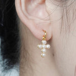 Cross Freshwater Pearl Drop Earrings GEMBEA JEWELRY