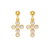 Cross Freshwater Pearl Drop Earrings GEMBEA JEWELRY