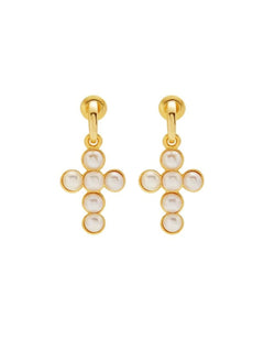Cross Freshwater Pearl Drop Earrings GEMBEA JEWELRY