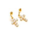 Cross Freshwater Pearl Drop Earrings GEMBEA JEWELRY