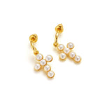 Cross Freshwater Pearl Drop Earrings GEMBEA JEWELRY