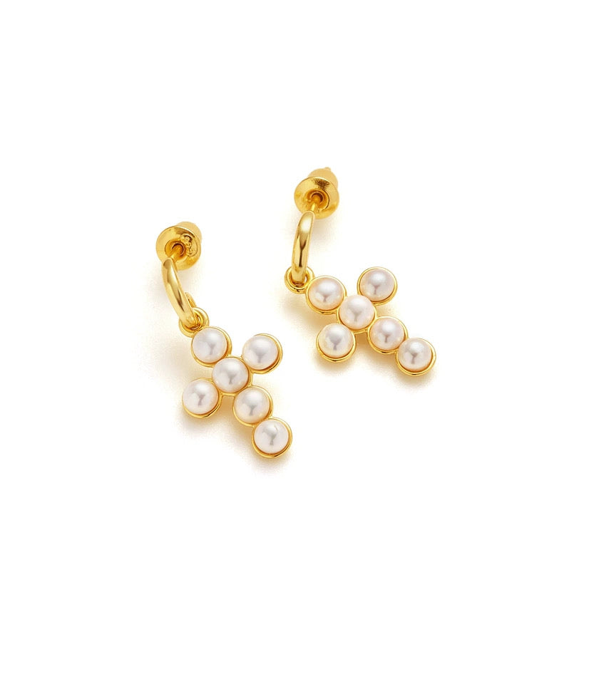 Cross Freshwater Pearl Drop Earrings GEMBEA JEWELRY