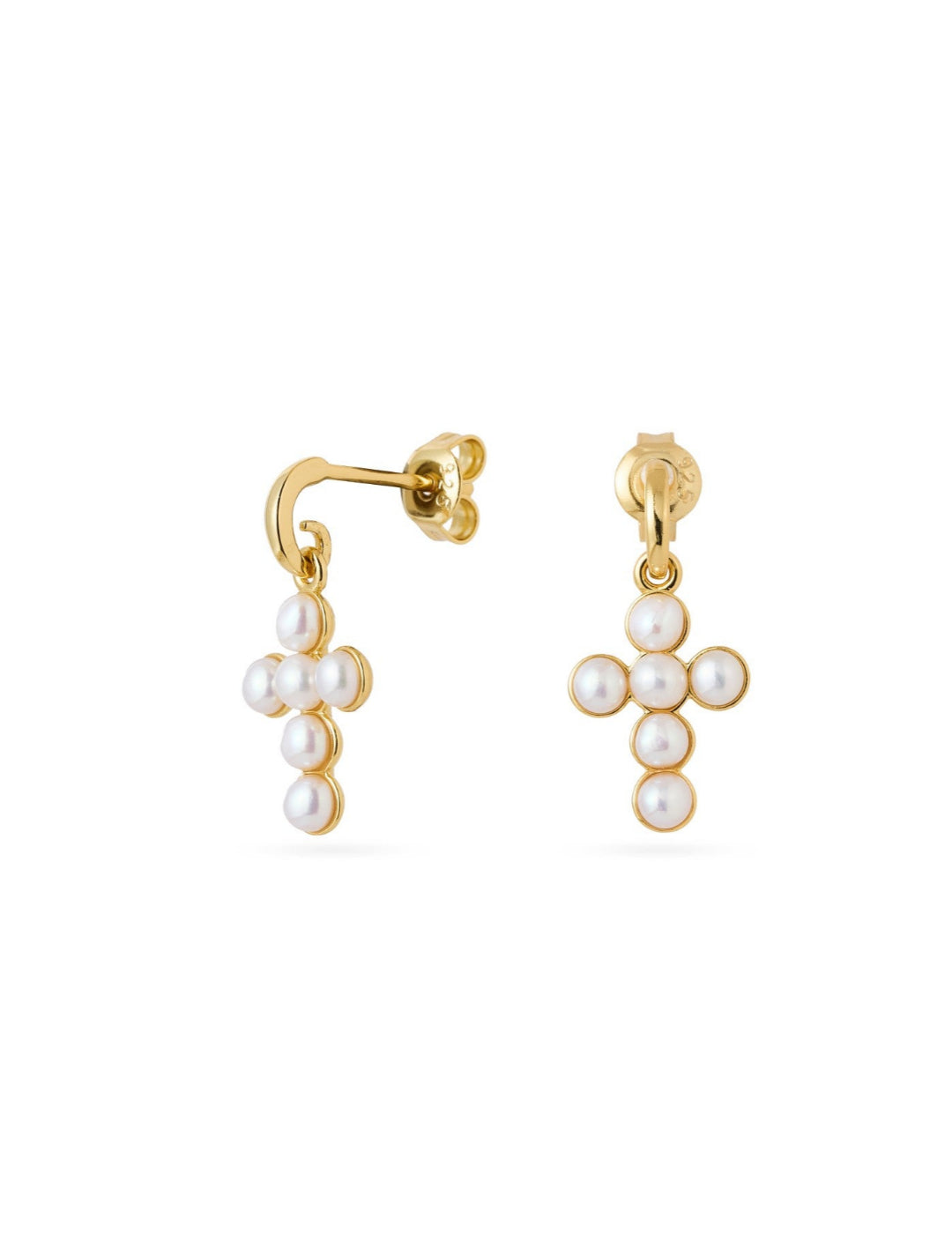 Cross Freshwater Pearl Drop Earrings gembea jewelry