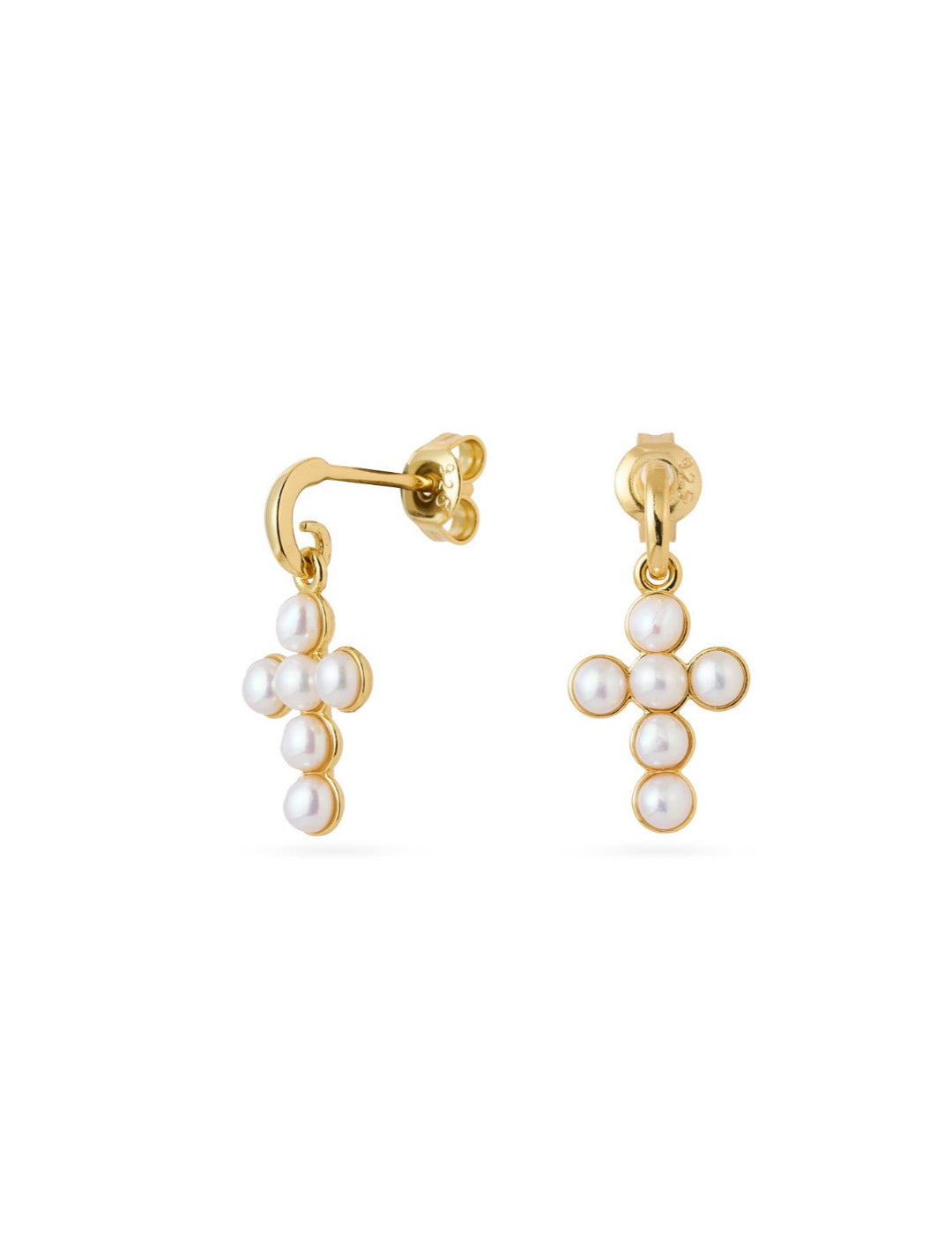 Cross Freshwater Pearl Drop Earrings gembea jewelry