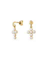 Cross Freshwater Pearl Drop Earrings gembea jewelry