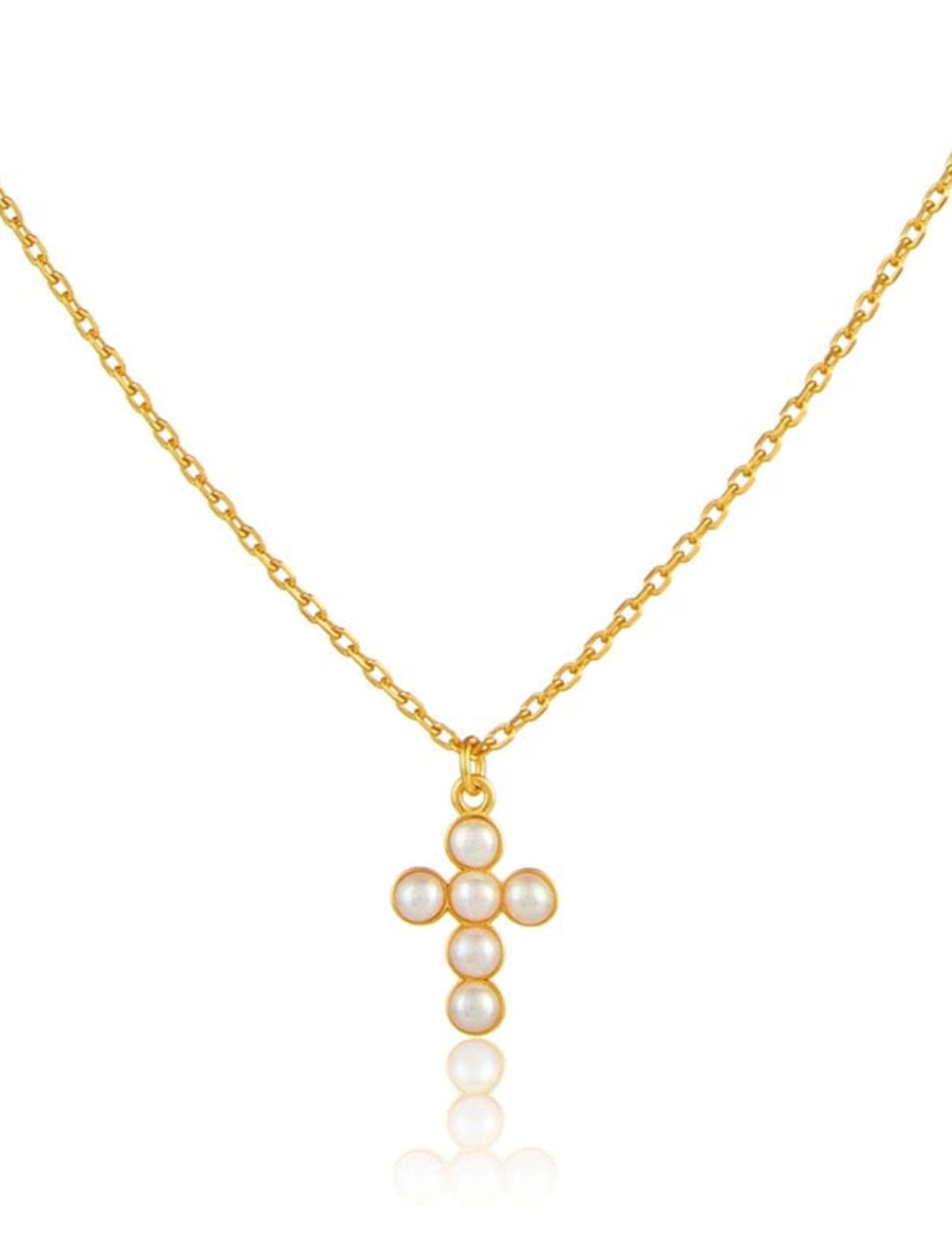 Cross Freshwater Pearl Pendant Chain Necklace GEMBEA JEWELRY