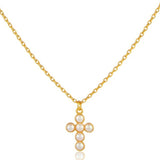 Cross Freshwater Pearl Pendant Chain Necklace GEMBEA JEWELRY
