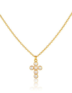 Cross Freshwater Pearl Pendant Chain Necklace GEMBEA JEWELRY