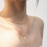 Cross Freshwater Pearl Pendant Chain Necklace GEMBEA JEWELRY