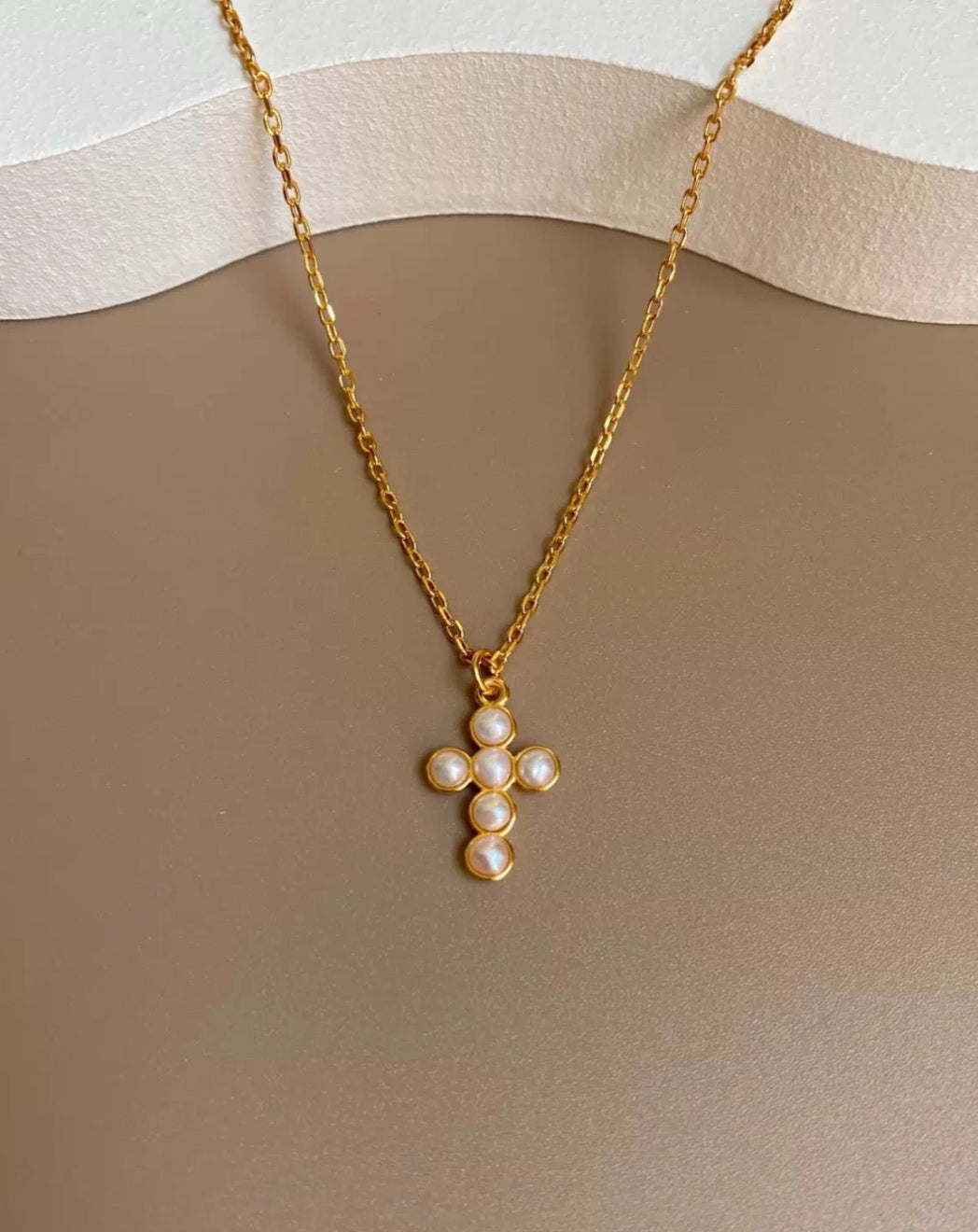 Cross Freshwater Pearl Pendant Chain Necklace GEMBEA JEWELRY