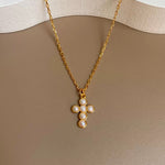Cross Freshwater Pearl Pendant Chain Necklace GEMBEA JEWELRY