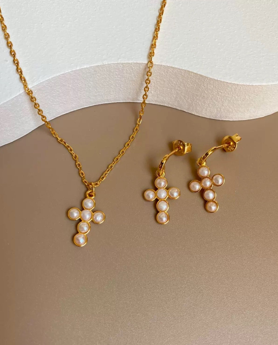 Cross Freshwater Pearl Pendant Chain Necklace GEMBEA JEWELRY