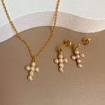 Cross Freshwater Pearl Pendant Chain Necklace GEMBEA JEWELRY