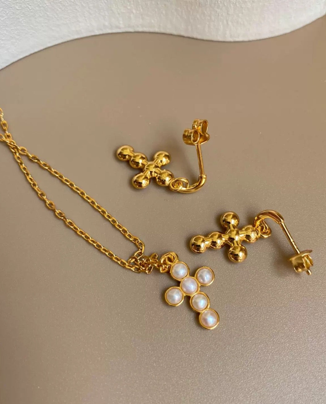 Cross Freshwater Pearl Pendant Chain Necklace GEMBEA JEWELRY