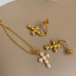 Cross Freshwater Pearl Pendant Chain Necklace GEMBEA JEWELRY
