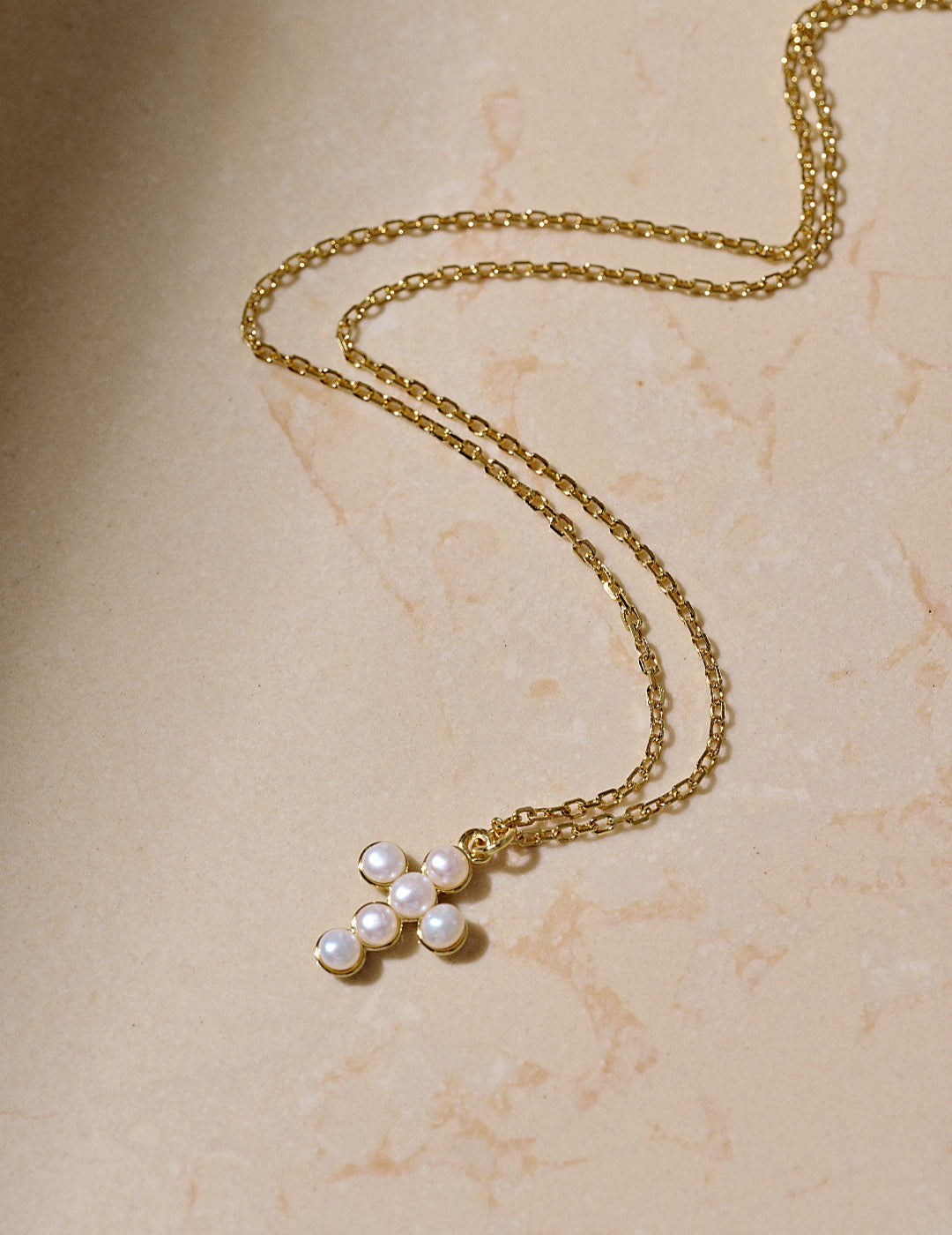 Cross Freshwater Pearl Pendant Chain Necklace gembea jewelry