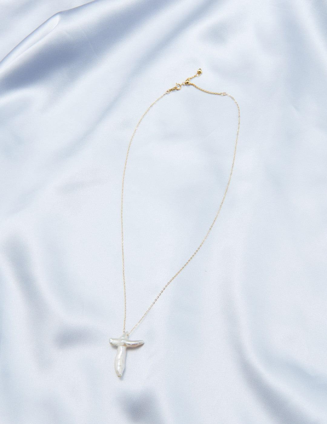 Crucifix Baroque Pendant 14K Gold Chain Necklace - Gembea Jewelry