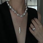 Crucifix Baroque Pendant 14K Gold Chain Necklace - Gembea Jewelry