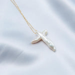 Crucifix Baroque Pendant 14K Gold Chain Necklace - Gembea Jewelry