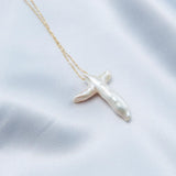 Crucifix Baroque Pendant 14K Gold Chain Necklace - Gembea Jewelry