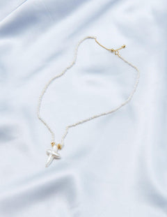 Crucifix Baroque Pendant Pearl Beaded Necklace - Gembea Jewelry
