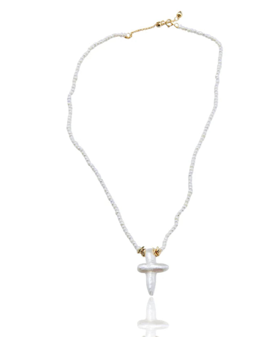 Crucifix Baroque Pendant Pearl Beaded Necklace gembea jewelry