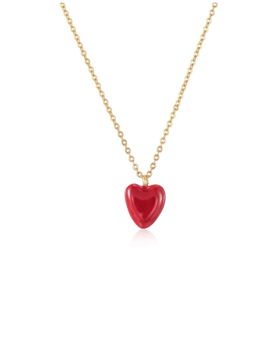 Crush Red Heart Enamel Chain Necklace gembea jewelry