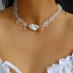 Sea's Embrace Series Crystal Baroque Pearl Necklace - Gembea Jewelry