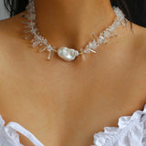 Sea's Embrace Series Crystal Baroque Pearl Necklace - Gembea Jewelry