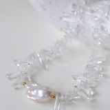 Sea's Embrace Series Crystal Baroque Pearl Necklace - Gembea Jewelry