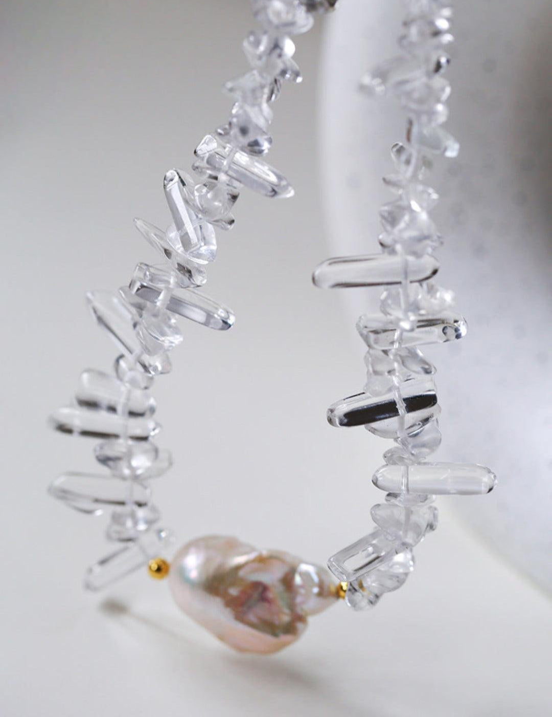 Sea's Embrace Series Crystal Baroque Pearl Necklace - Gembea Jewelry