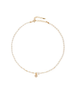 Cubic Zircon Pendant Pearl Beaded Necklace gembea jewelry