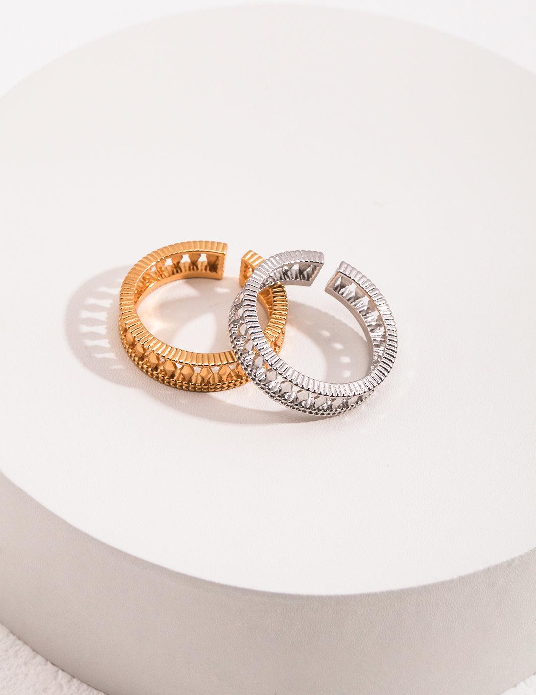 Cut-out Patchwork Italian-Style Metal Open Ring - Gembea Jewelry