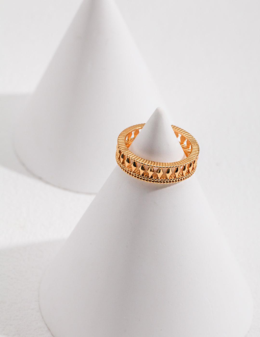 Cut-out Patchwork Italian-Style Metal Open Ring - Gembea Jewelry